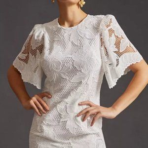 Free People x DELFI Collective Alyssa Mini Dress Lace Design White Small New